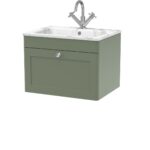 Nuie Classique 600mm Wall Hung 1-Drawer Unit & Stone Basin 1TH
