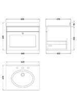 Nuie Classique 600mm Wall Hung 1 Drawer Vanity & Marble Top 3TH - Image 2