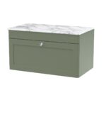 800mm Wall Hung Single Drawer Vanity with Marble Top
