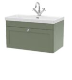 800mm Wall Hung Single Drawer Vanity with Basin - 1 Tap Hole