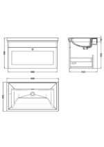 Nuie Classique 800mm Wall Hung 1 Drawer Vanity & Basin 0TH - Image 3