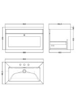 800mm Wall Hung Single Drawer Vanity with Basin - 3 Tap Hole - Image 2