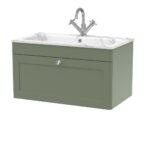 Nuie Classique 800mm Wall Hung 1-Drawer Unit & Stone Basin 1TH