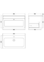 Nuie Classique 800mm Wall Hung 1-Drawer Unit & Stone Basin 1TH - Image 3
