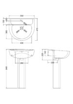550mm 1TH Basin & Pedestal - Image 4