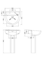 550mm 2TH Basin & Pedestal - Image 2
