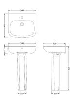 500mm Basin & Pedestal - Image 4