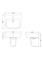 500mm Basin & Semi Pedestal - Image 3