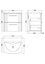 500mm Wall Hung 2 Drawer Vanity & Basin 4 - Image 3