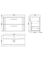 800mm Wall Hung 2 Drawer Vanity & Basin 1 - Image 3