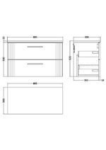 Nuie Deco 800mm Wall Hung 2 Drawer Vanity & Laminate Top - Image 2
