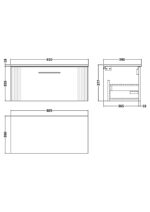 800mm Wall Hung Single Drawer Vanity & Worktop - Image 2