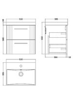 500mm Wall Hung 2 Drawer Vanity & Basin 3 - Image 3