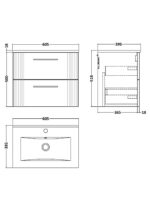 600mm Wall Hung 2 Drawer Vanity & Basin 2 - Image 4