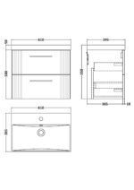 600mm Wall Hung 2 Drawer Vanity & Basin 3 - Image 5