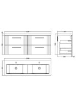 1200mm Wall Hung 4 Drawer Vanity & Double Basin - Image 3