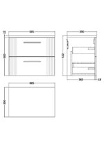 Nuie Deco 600mm Wall Hung 2 Drawer Vanity & Laminate Top - Image 2