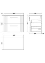 600mm Wall Hung 2 Drawer Vanity & Worktop - Image 3