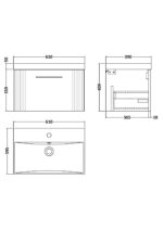 Nuie Deco 600mm Wall Hung Single Drawer Vanity & Basin 3 - Image 3
