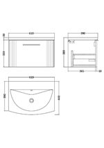 Nuie Deco 600mm Wall Hung Single Drawer Vanity & Basin 4 - Image 3