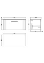 800mm Wall Hung Single Drawer Vanity & Laminate Top - Image 2