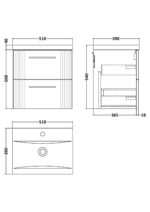 500mm Wall Hung 2 Drawer Vanity & Basin 1 - Image 4