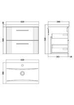 600mm Wall Hung 2 Drawer Vanity & Basin 1 - Image 4
