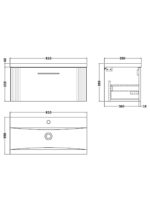 Nuie Deco 800mm Wall Hung Single Drawer Vanity & Basin 1 - Image 3