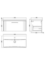 800mm Wall Hung Single Drawer Vanity & Basin 3 - Image 3