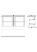 1200mm Wall Hung 4 Drawer Vanity & Worktop - Image 2