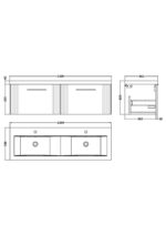 Nuie Deco 1200mm Wall Hung 2 Drawer Vanity & Double Basin - Image 3