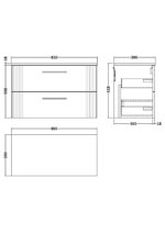 800mm Wall Hung 2 Drawer Vanity & Worktop - Image 3