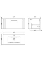 800mm Wall Hung Single Drawer Vanity & Basin 2 - Image 3