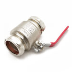 QLC red lever ball valve PN25 54mm CxC WRAS
