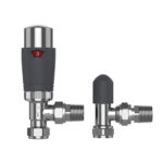 Pro Plus Angled TRV with Lockshield 15mm - Anthracite & Chrome