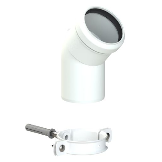 Product image for SKU 105348WT Vaillant Elbow 45 Deg DN60(2 Pieces) White - Image 1