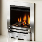 Crystal Montana HE Inset Gas Fire Chrome Grace Fret Logs