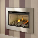 Crystal Boston CF1 Inset Fire RC Logs Black Inter Chrome Trim