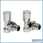 Pro 15mm Square Angle Towel Rail Valves CP pair