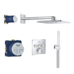 SmartControl Square Concealed Bundle - Wall Head & Holder Chrome