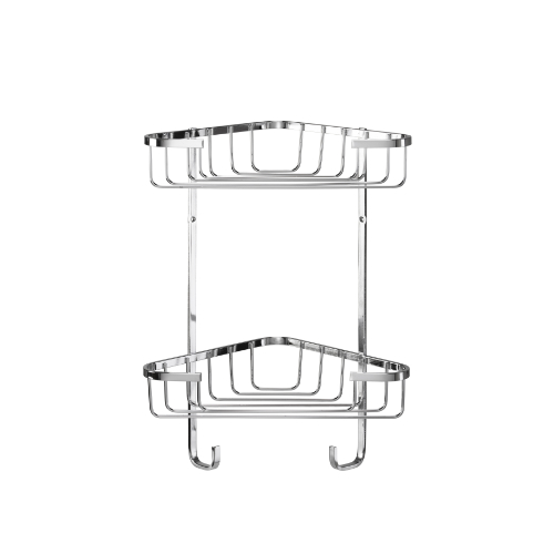 329954SS-1.jpg Croydex Stainless Steel Medium Two Tier Corner Basket - Image 1
