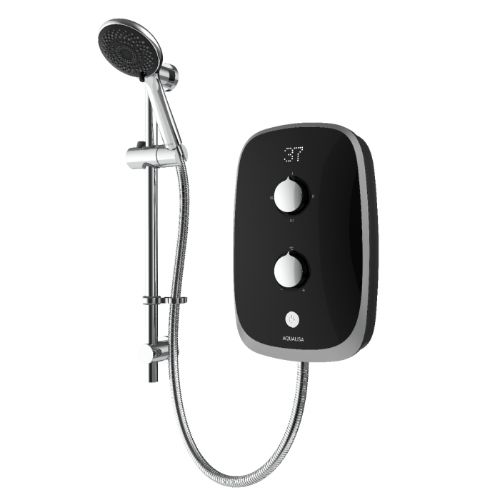 345652BS-1.jpg Aqualisa eVOLVE 10.5kW Electric Shower Black/Satin Silver - Image 1