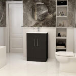 Fresssh Alba 600mm WH 2 Drawer Basin Unit Black & Basin