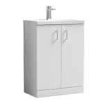 Fresssh Alba Colours 600mm White Gloss F/S 2 Door Basin Unit