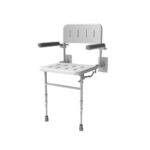 Wall Mounted Shower Seat With Back/Arms/Legs White