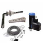 Close coupled cistern fitting pack with wedges spatula lever and basi