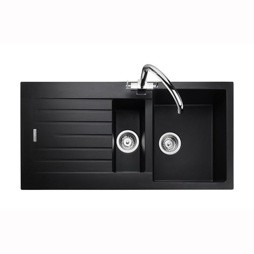 35341601-1.jpg Andesite 1.5 Bwl 1TH Igneous 1000x500mm Sink Including Waste Ash Black - Image 1