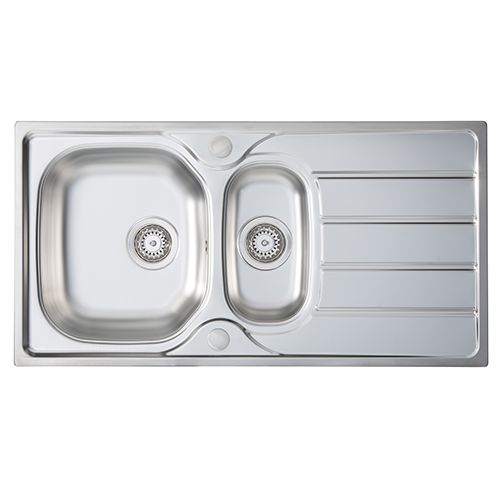 35343401-1.jpg Fresssh Large 1.5 Bowl Sink & Drainer 965x500x155mm With Mixer Tap - Image 1