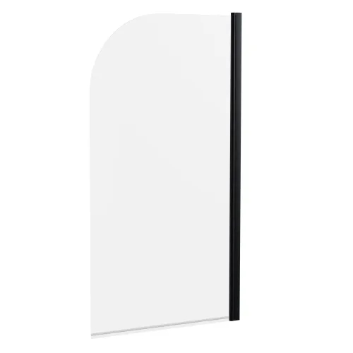 353631MB-1.jpg Fresssh Matt Black Round Edge Hinged Bath Screen 6mm - Image 1