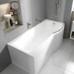 (T3)(02074) Carron 1600x800mm Delta Showerbath Carronite NTH Bath RH
